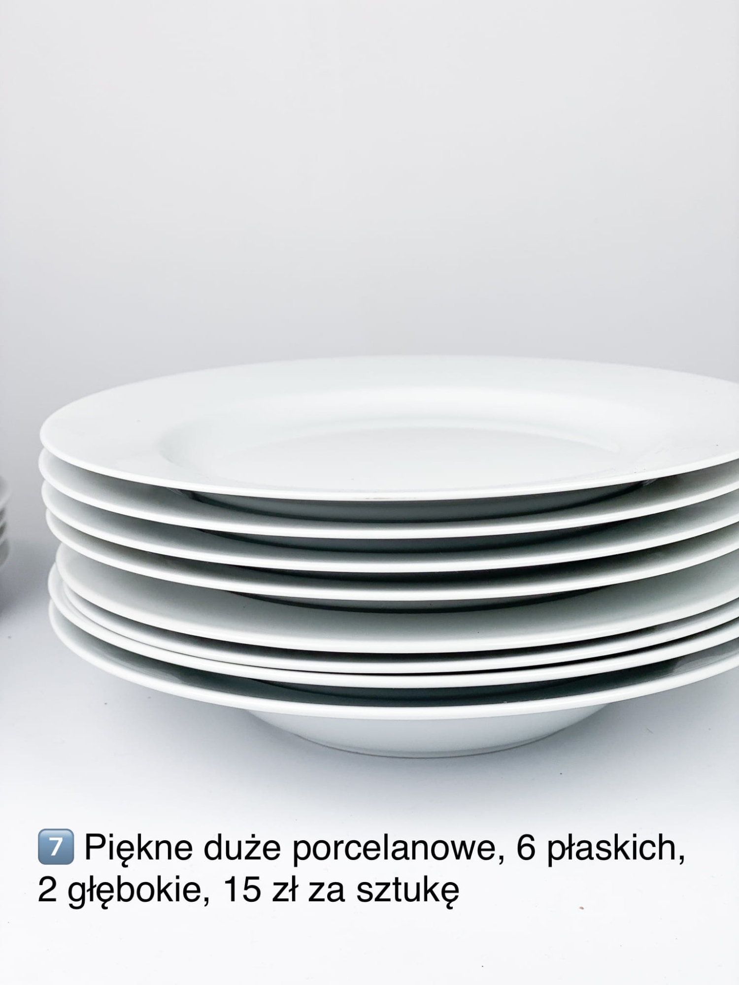 Duże porcelanowe talerze / 6 płaskich, 2 głębokie