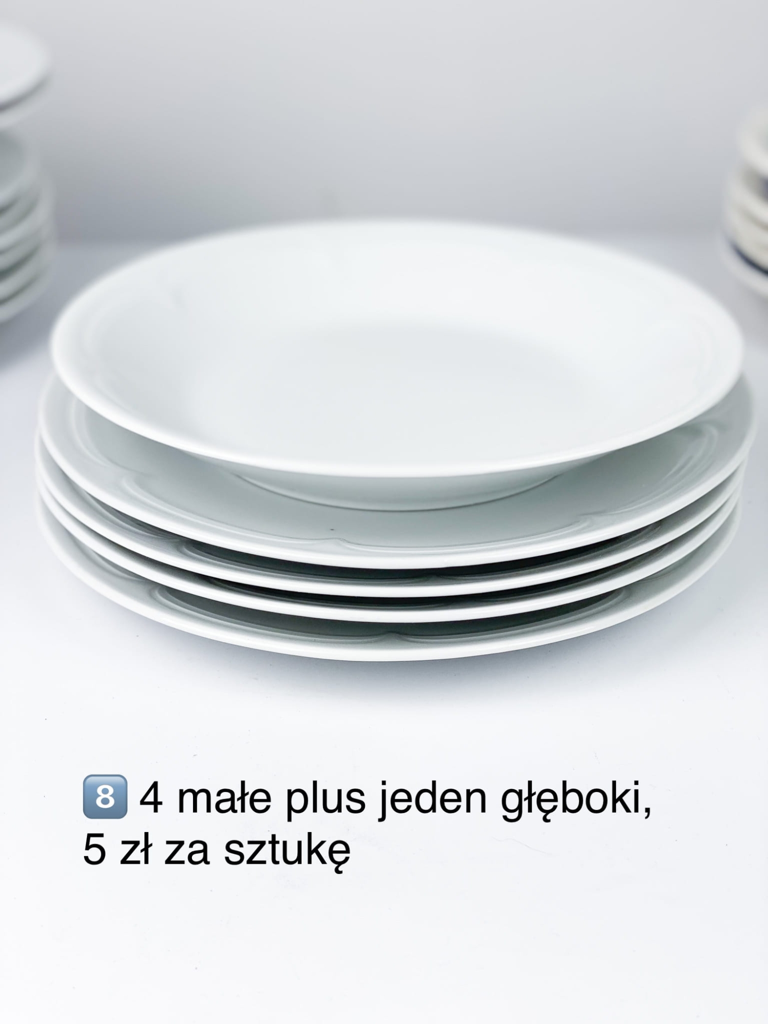 porcelnowe talerzyki: 4 małe +1 głęboki
