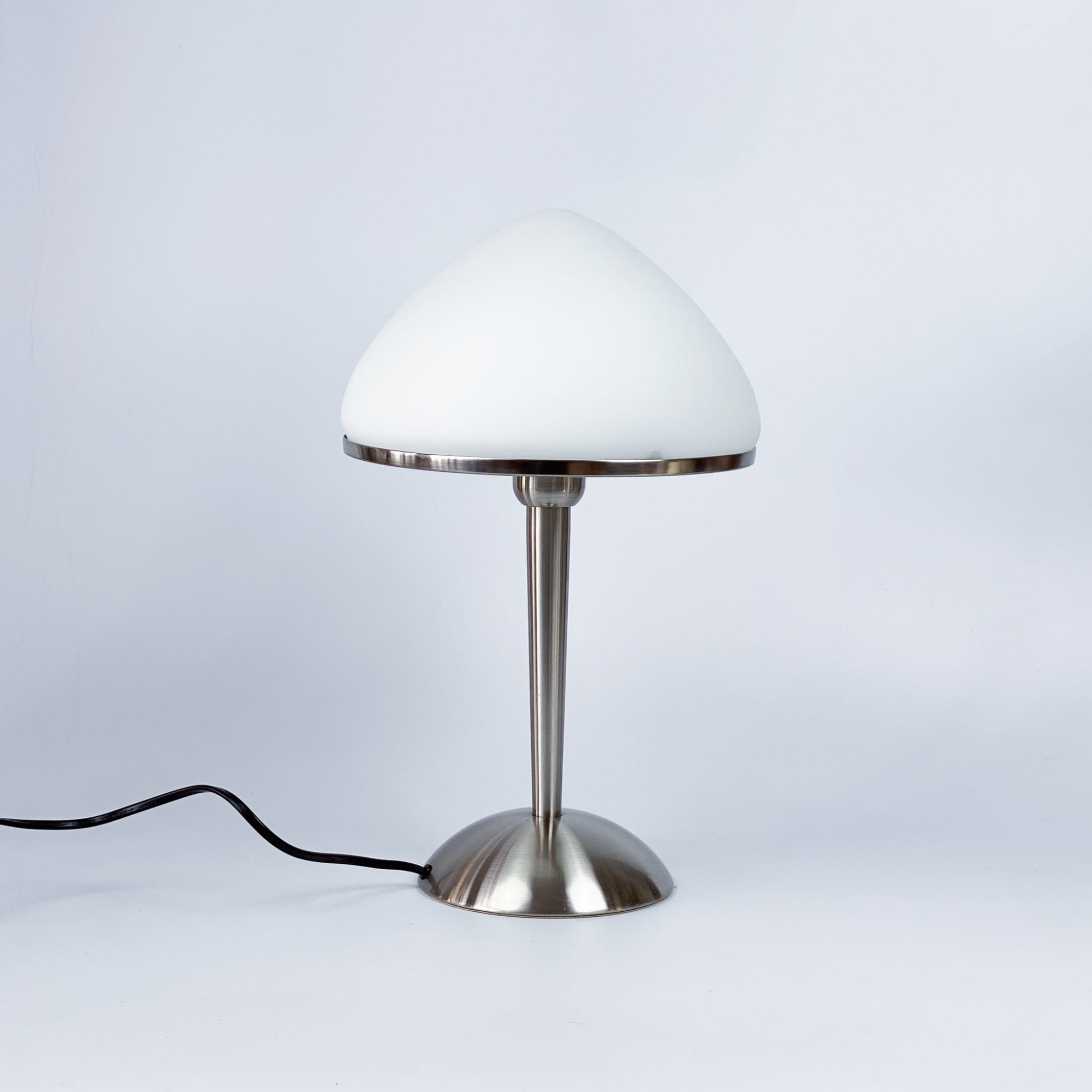 Lampa stołowa grzybek szkło i chrom