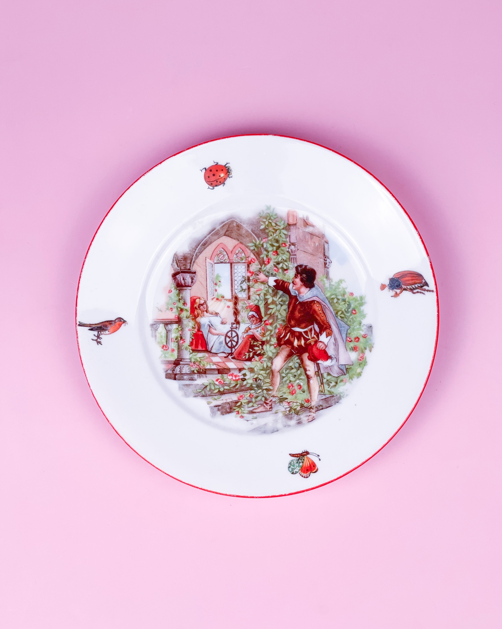 Dziecięcy talerzyk Śpiąca Królewna / Porcelana Bavaria Schirnding