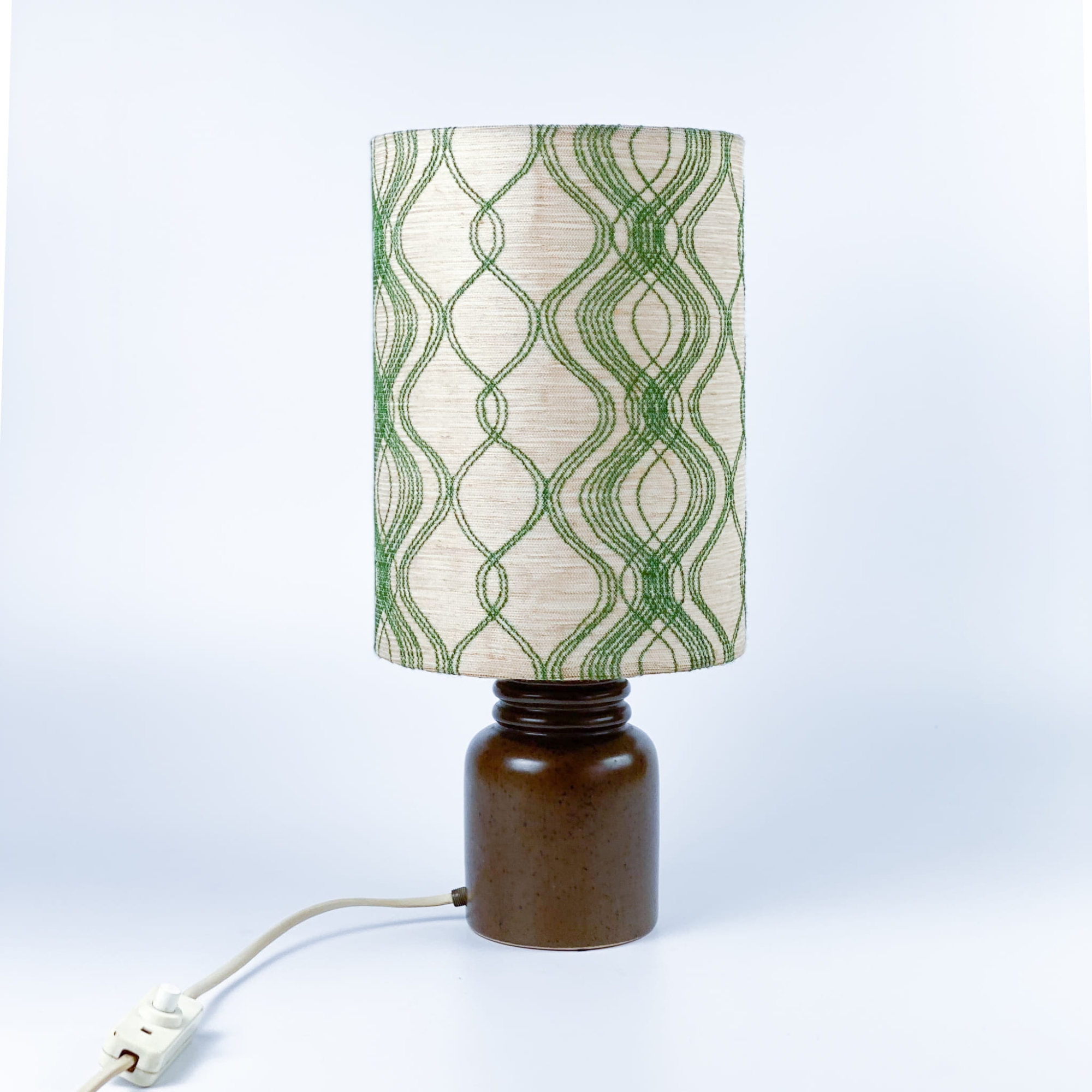 Lampa ceramiczna z tekstylnym kloszem lata 60.
